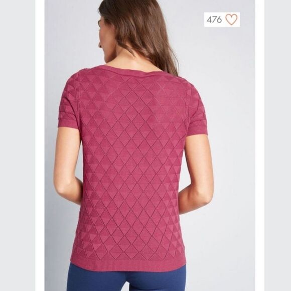 Modcloth Short Sleeve Textured Sweater, Size Mauve, Medium, Excellent Condition - Picture 15 of 15